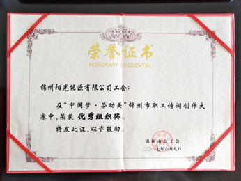 Won Excellent Organization Award in "China Dream. Labor Beauty" Competition in 2017